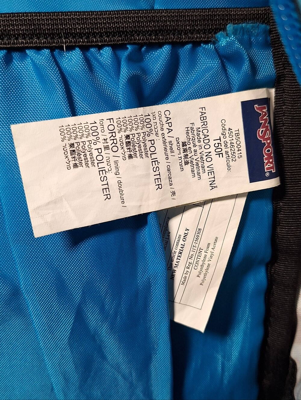 Jansport Backpack, Zebra Stripes, Black & Blue - Picture 10 of 15
